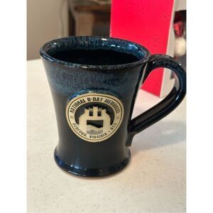Vintage Sunset Hill Stoneware Handcrafted USA Blue Black D-Day Memorial Mug OS